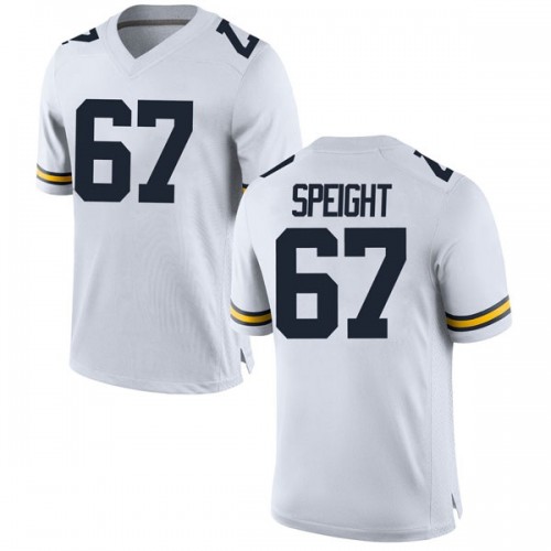 Jess Speight Michigan Wolverines Men's NCAA #67 White Game Brand Jordan College Stitched Football Jersey UOL3454QT